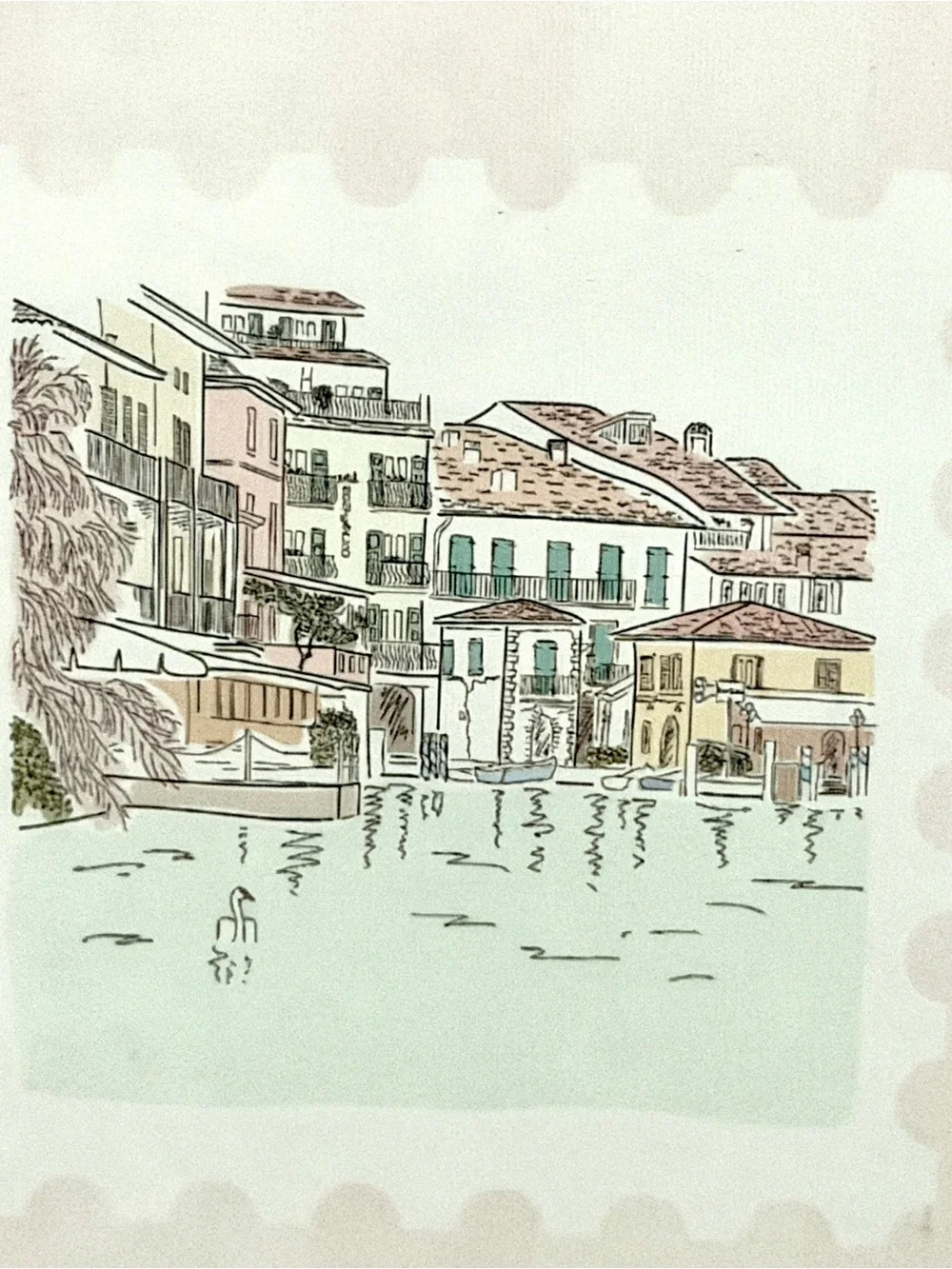 Vintage Italy Stamp Print Drawing Retro Style Gold Metal Framed Wall Art 8x10”